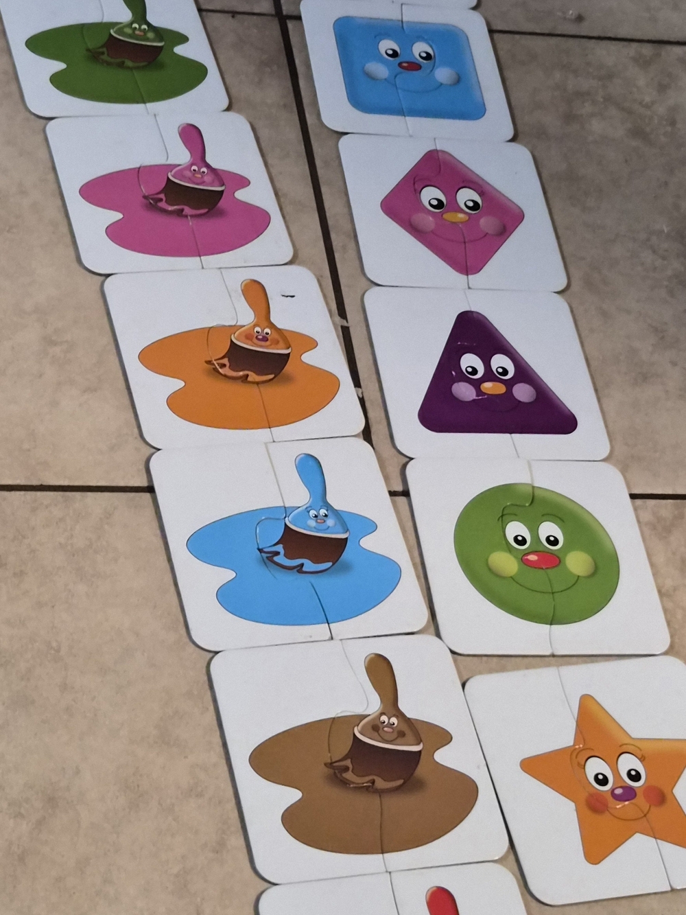 Colorful Shape & Character Matching Puzzle Cards